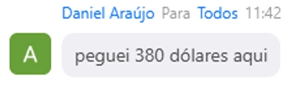 Mensagem de aluno no Zoom